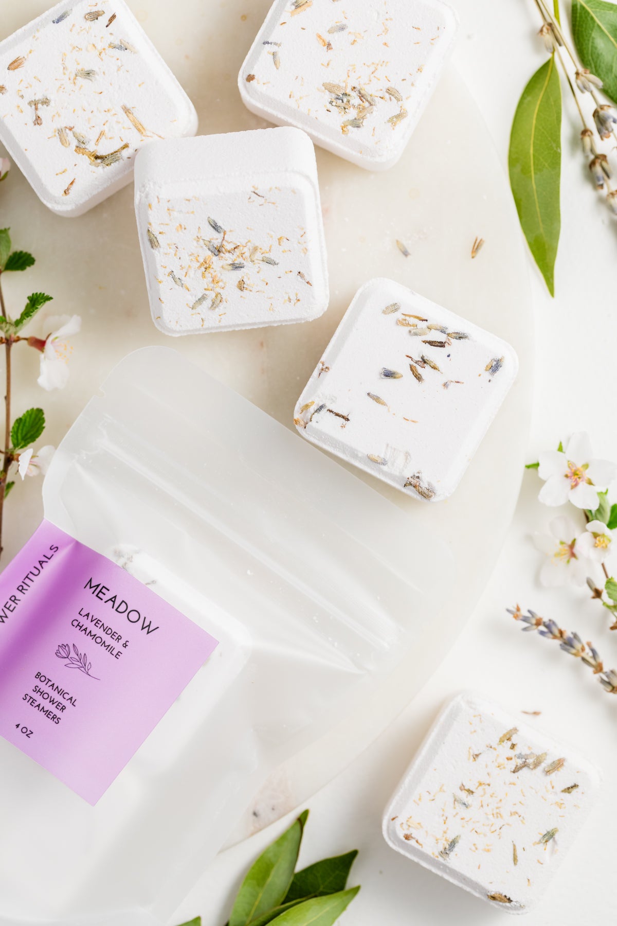 lavender plant in shower Lavender Chamomile Botanical Shower Steamers